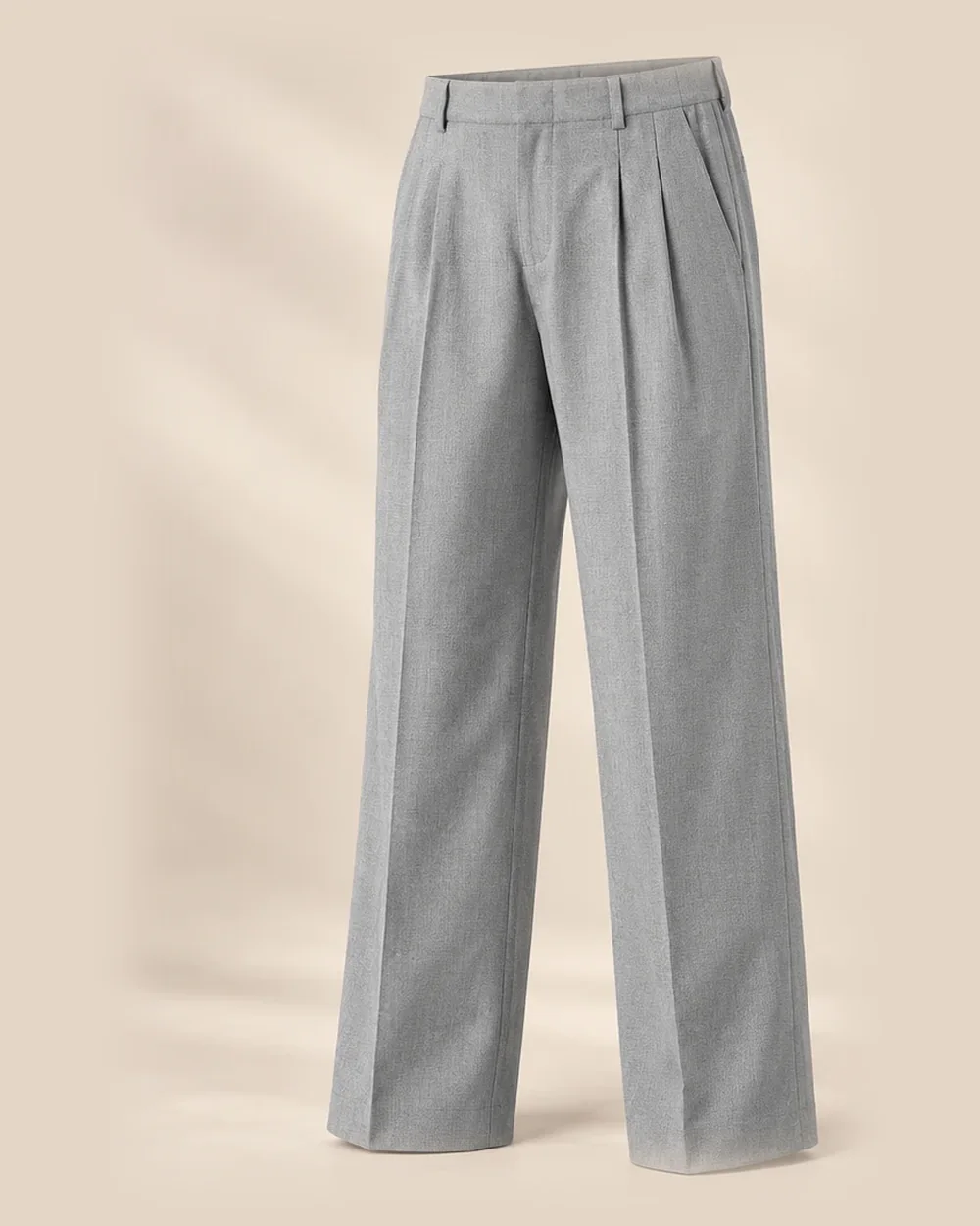 The Pleated Trouser in Light Grey, front