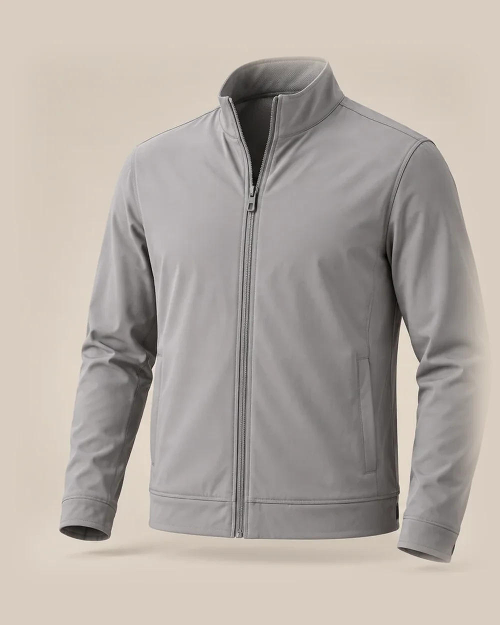 The Zip Jacket in Light Grey, front