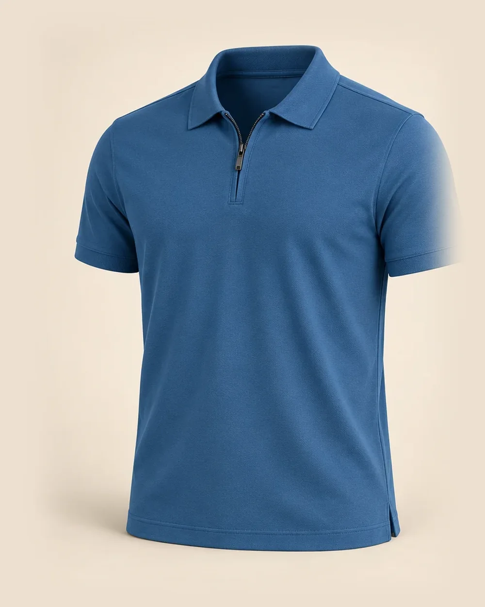 The Blue Zip Polo in Deep Blue, front